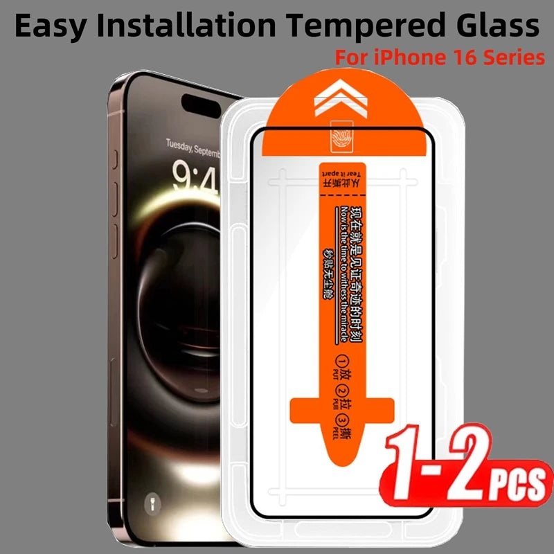 1/2PCS Premium Tempere Glass For iPhone 16 Pro Max Dust Free Screen Protector for iPhone 14 15 Pro Max 15+ 16 Plus 16 Pro Glass