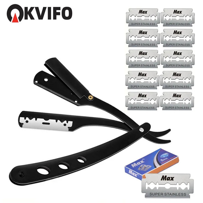 1 Holder+10/20 Blades Straight shaver arm, men’s folding manual shaver, men’s shaver, razor sharp blade barber shop razor