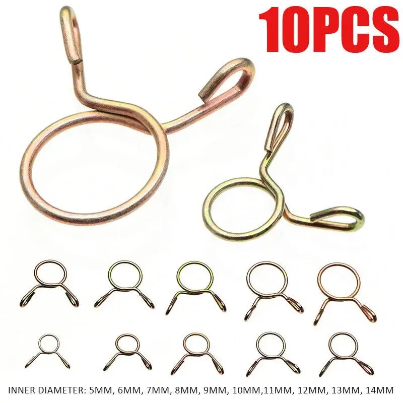 10/30pcs petrol hose spring clamps 5~14mm Zinc Plated Pipe Clips Fuel Line Petrol Pipe Fuel Hose Clamp for Motorcycle Boats