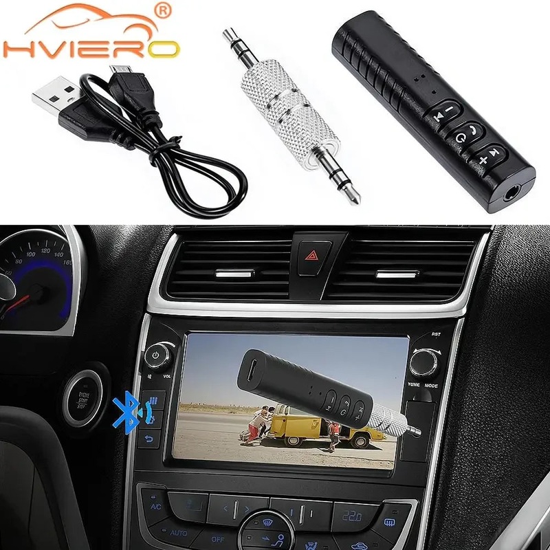 1X Wireless Bluetooth 5.0 Receiver Transmitter Adapter 3.5mm Jack Car Music Audio Aux A2dp Headphone Reciever Handsfree 5V Black