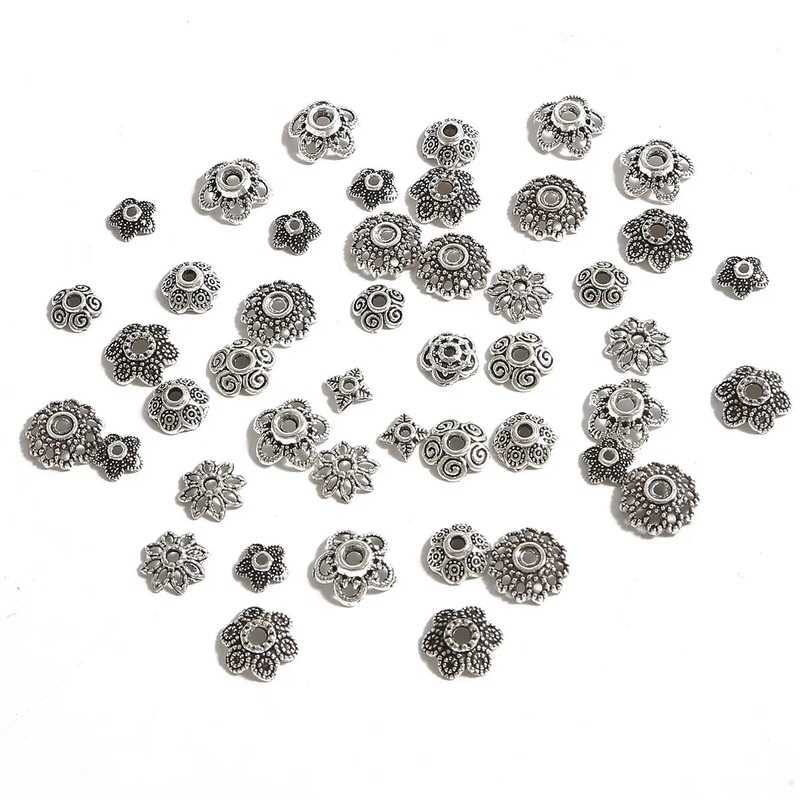 100pcs Alloy Flower Holder Partition Bead Cap Bead Holder Cap Antique DIY Step Shaking Hairpin Hairpin Crown Accessories