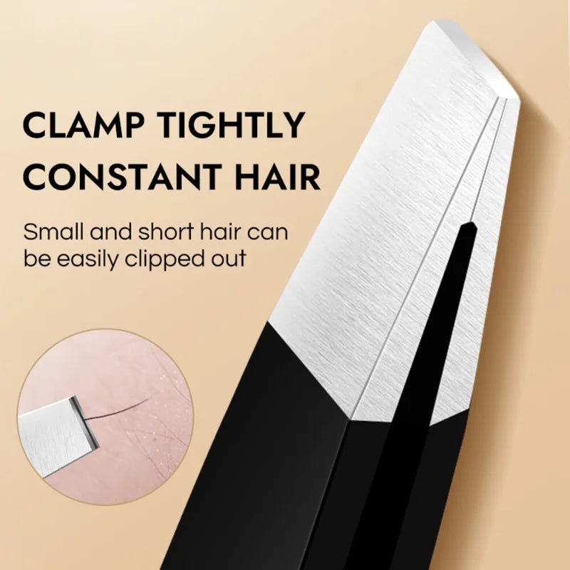 CNK  Wholesale Stainless Steel Black Eyebrow Tweezer with Slant and Flat Point Beauty Tools for Eyebrows & Ingrown Hair Removal