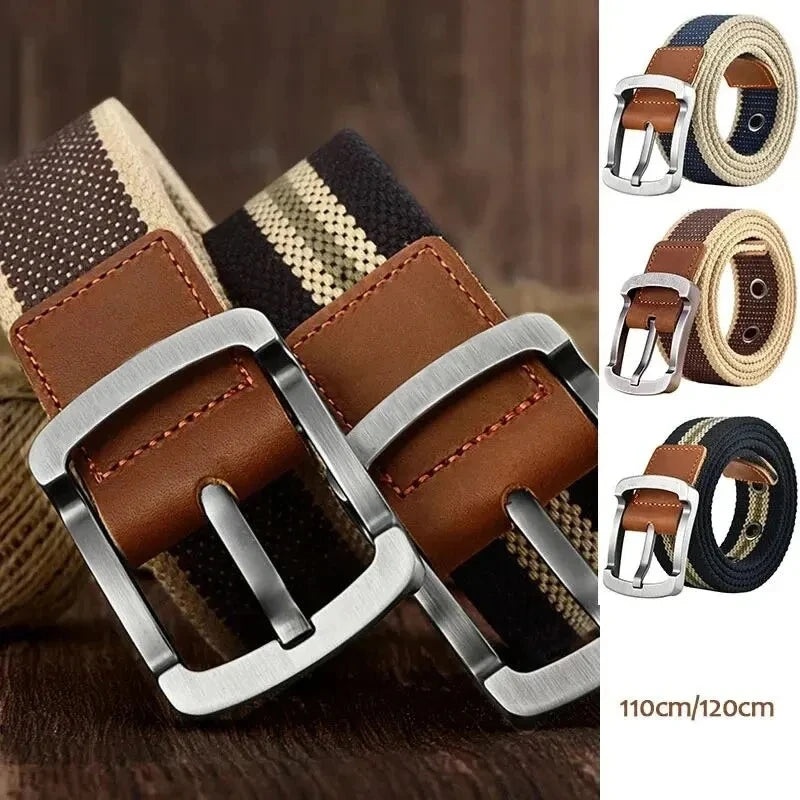Fashionable and Trendy Canvas Belt Men’s and Women’s Belt Casual Belt Student Youth Cargo Pants Needle Buckle Wide Neutral Belts