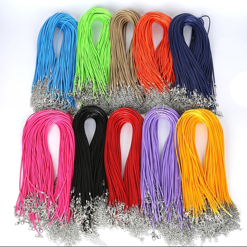 10 Pcs/lot Faux Leather Chains Bracelet Choker Necklace With Lobster Clasp DIY Jewelry Making Findings String Cord 1.5 mm