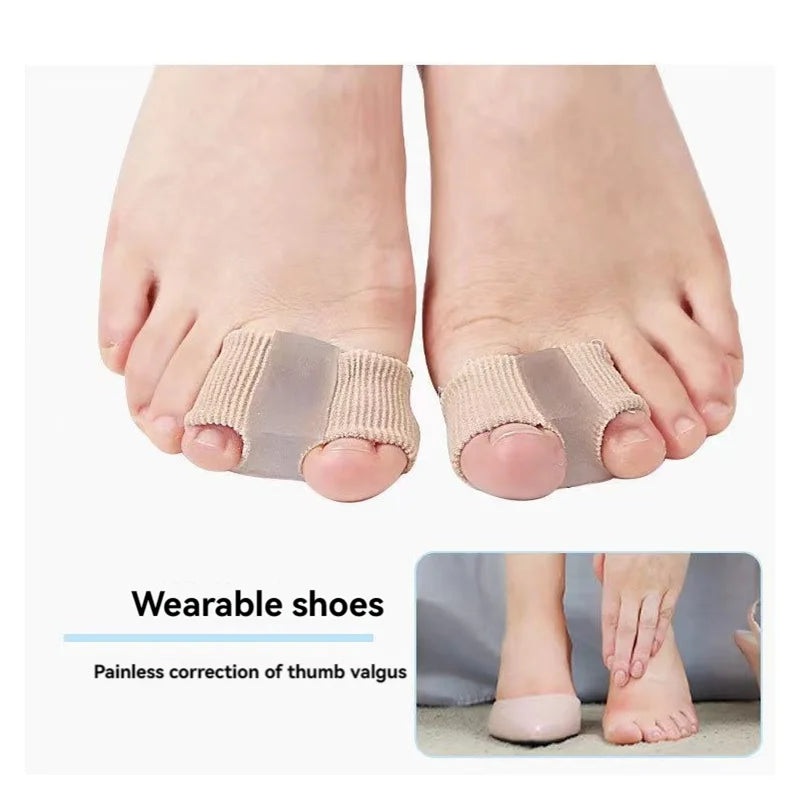 2 PCs Toe Separator Fiber Double Hole Gel Block Big Toe Separator Silicone Men’S And Women’S Fiber Double Hole Set Toe Orthotics