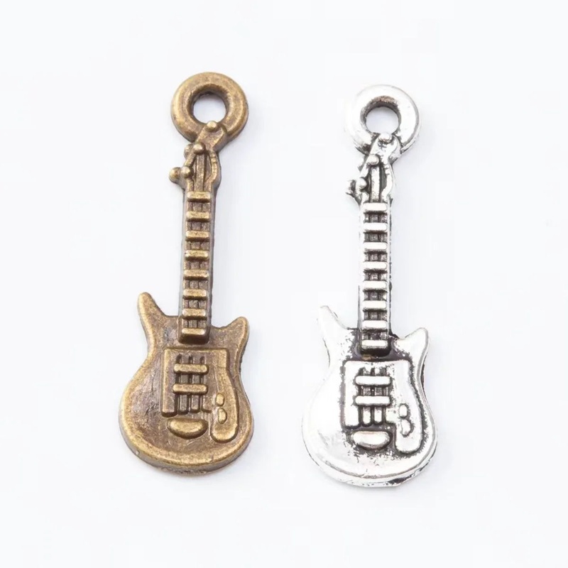 20pcs 24x8mm Sliver Gold Guitar Charms Pendant For Keychain Jewelry Making DIY Jewelry Findings