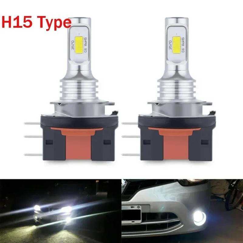 2Pcs H15 LED Bulb Headlight 3570 CSP Car Fog High Beam Day Driving Running Light 12V 6000K White Auto Lamp For VW Audi