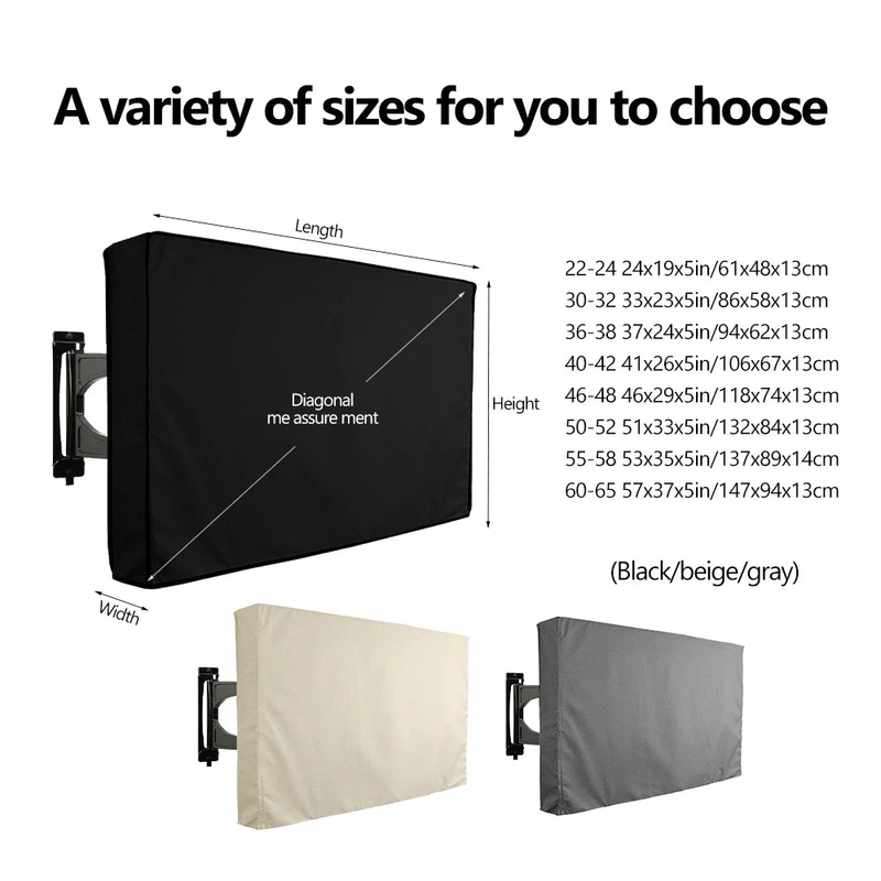Outdoor TV Screen All-Purpose Dust Cover Black LCD Television Waterproof Resistant Protect Bag 24 38 42 48 52 65inch