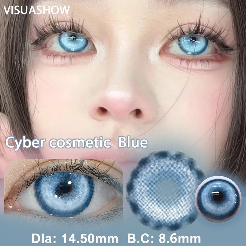 VISUASHOW Cyber Cosplay Color Contact Lenses 2Pcs Amine Cute Color Lens Half Yearly Moco Jelly Soft Colored Contact Lens for Eye