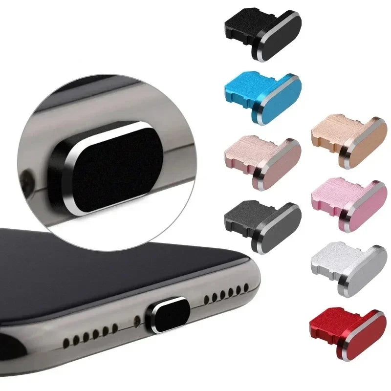 1pc Colorful Metal Anti Dust Charger Dock Plug Stopper Cap Cover Charging Port  for iPhone 14 13 12  11/Xs/R/8/7 SE Metal Plug