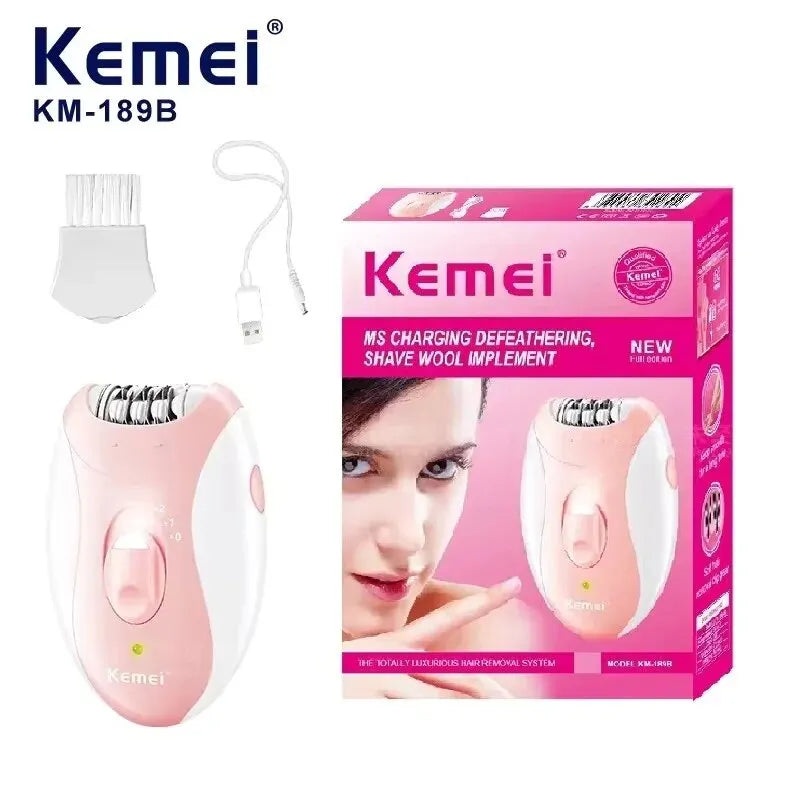 Kemei Lady’s Electric Epilator Two Speed Rechargeable Remover Waterproof Portable Women’ Shaver for Legs and Bikini Area KM-189B