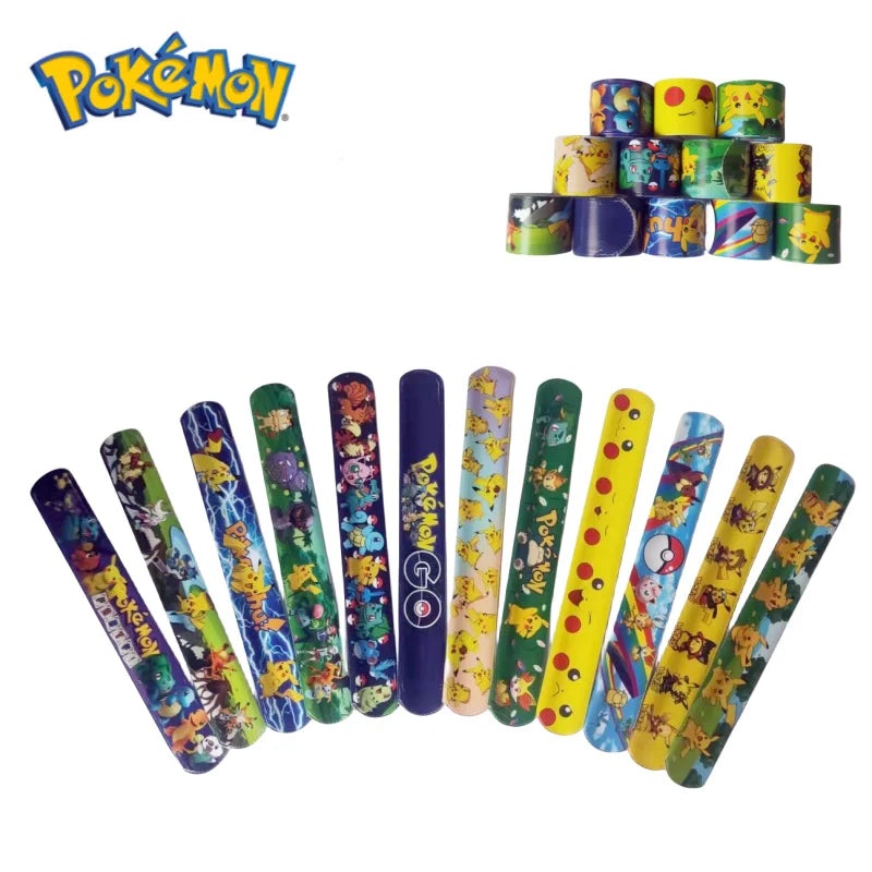 Pokemon Slap Snap Wrap Bracelet Pikachu Wristbands Anime Doll Characters Children Hand Ring Educational Toys Birthday Gift