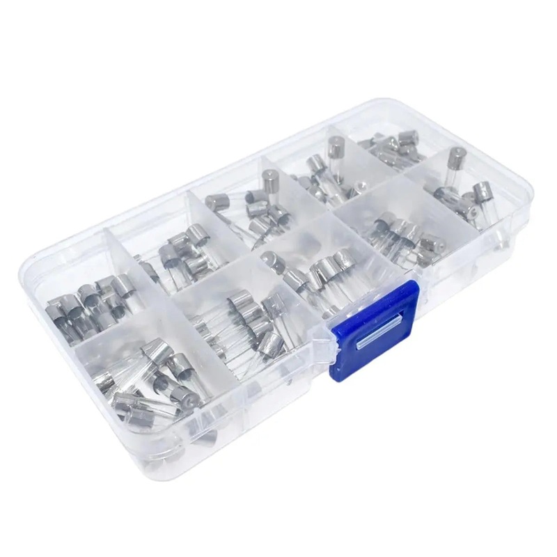 100pcs 5x20mm Quick Blow Glass Tube Fuse Assorted Kit Amp 0.2A 0.5A 1A 2A 3A 5A 8A 10A 15A 20A 250V  with Storage Box