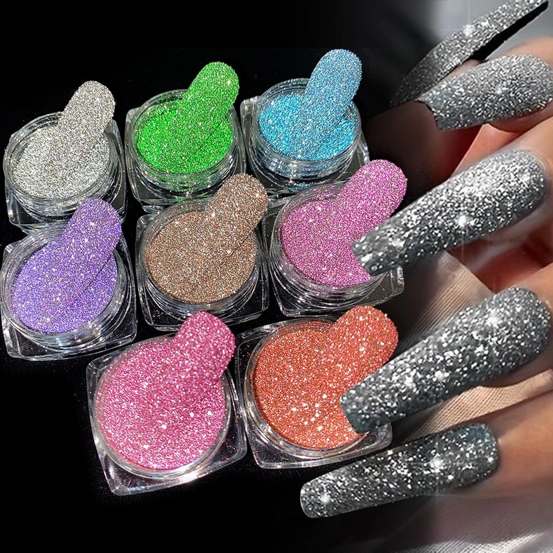 1g/Jar Reflective Diamond Nail Art Powder Holographic Sparkly Chrome Crystal Pigment DIY Manicure Crushed Drill Decorations *&