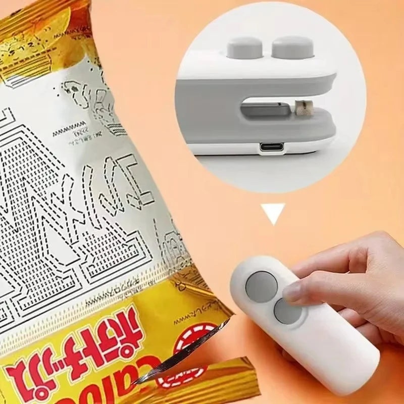 2 in 1 Portable Mini Sealer Heat Sealer For Snacks Plastic Bag Heat SealerSnacks Home Use Rechargeable Sealer Vacuum Sealer