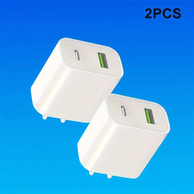 2PCS USB C Wall Charger Block, Dual Port Power Delivery Fast Type C Charging Block Plug Adapter 20W
