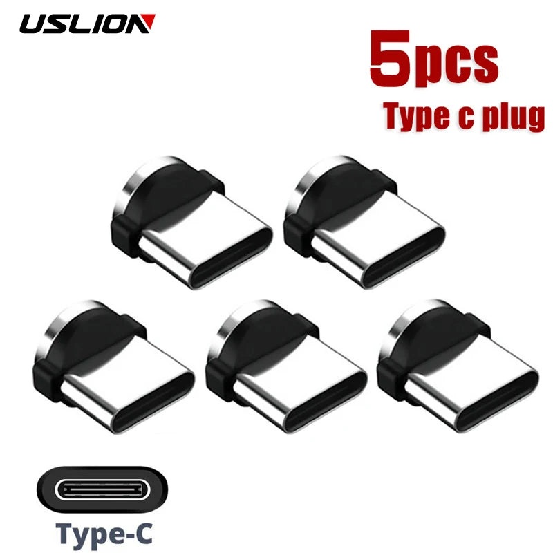 USLION 5PCS Type C Micro USB Magnetic Plugs For Mobile Phone Replacement Parts Durable Type C Converter Charging Cable Adapter