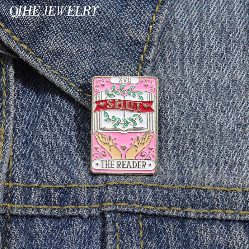 SMUT THE READER Brooch Tarot Card Enamel Pin Fashion Cartoon Lover Book Brooch Lapel Backpack Badge Jewelry Gift For Friends