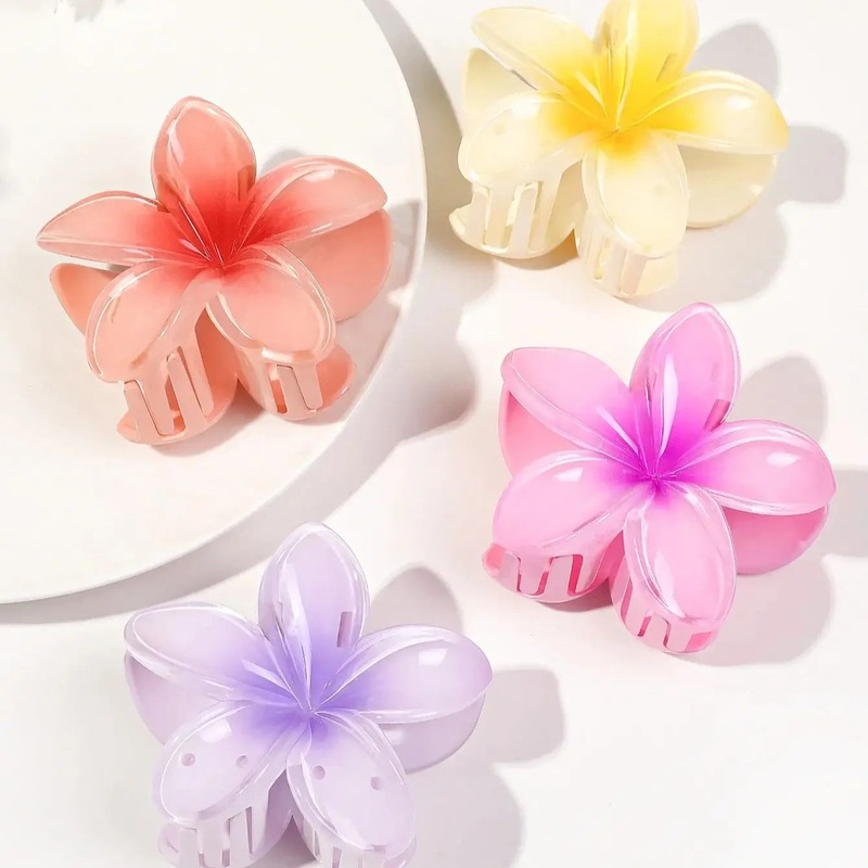 4pcs Fashion Versatile Sweet Department Small Fresh Sweet Gradient Lily Flower Grab Clip Simple Plate Hair Clip Hair Accessories