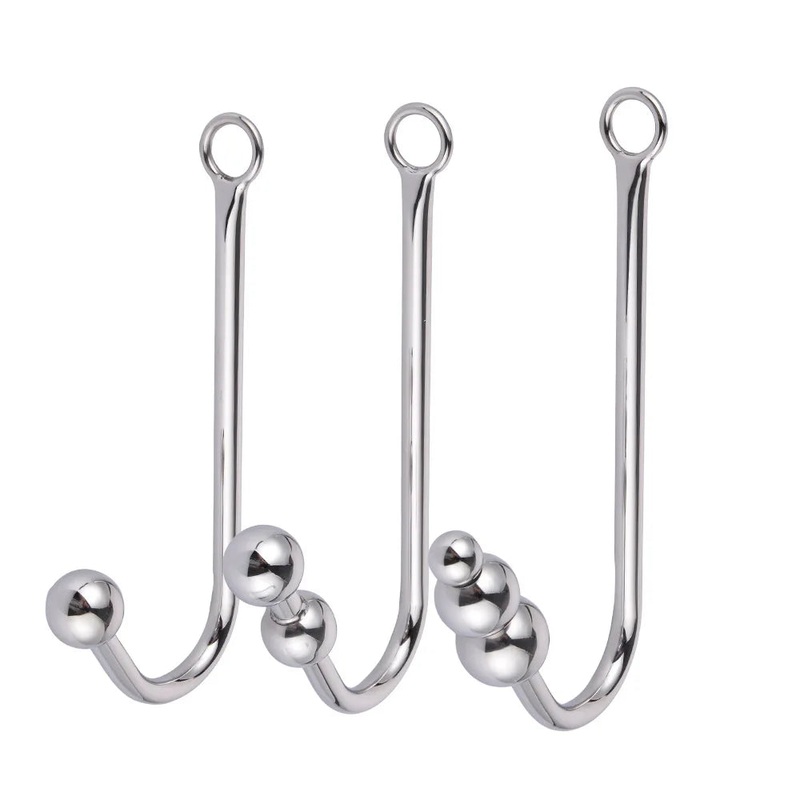 Stainless Steel Anal Hook with Anal Beads Hole Anal Hook Metal Butt Plug Anal Sex Toys Adult Product No Vibrator for men gay