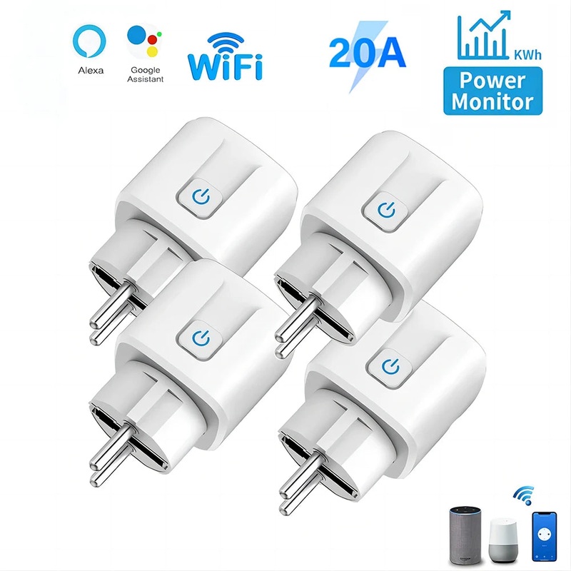 Tuya Smart Wifi Socket 16A/20A EU Smart Plug With Power Monitoring Smart Life APP Remote Control Support Google Assistant Alexa