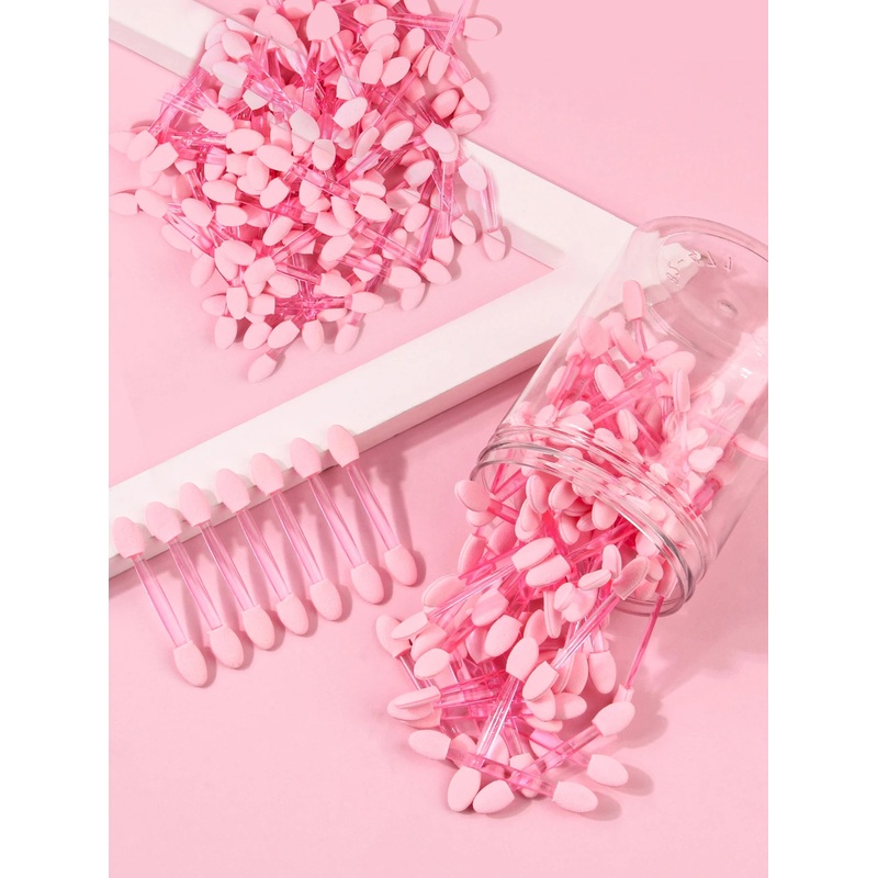 50pcs Disposable Eyeshadow Brush Set,Disposable eye shadow stick brush double-headed sponge eye shadow stick