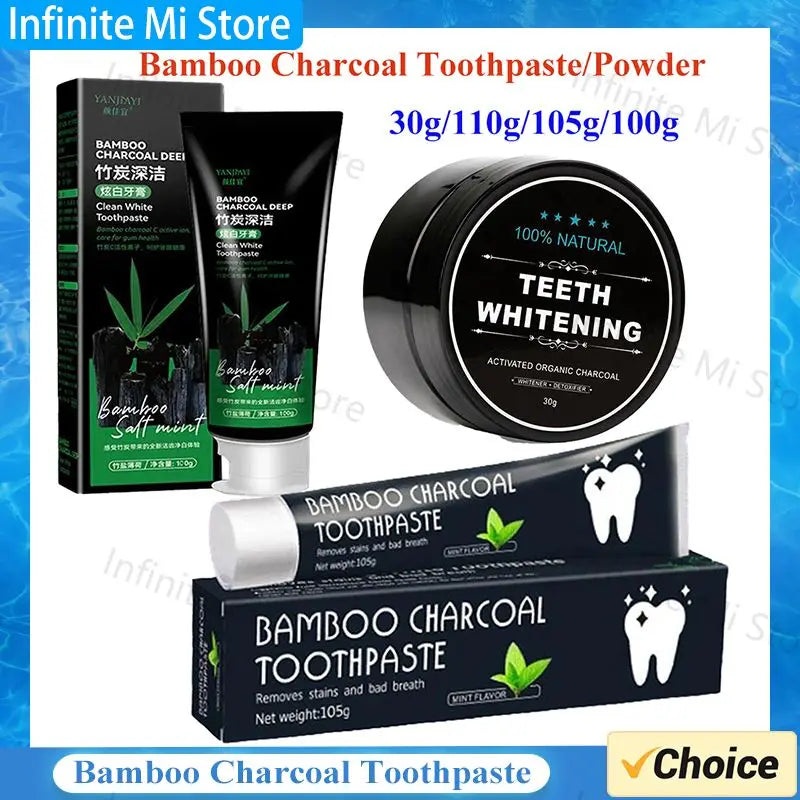 Bamboo Charcoal Toothpaste Whitening Teeth Activated Carbon Removing Yellow Teeth Cleaning Tooth Stain Oral Fresh Tooth Care