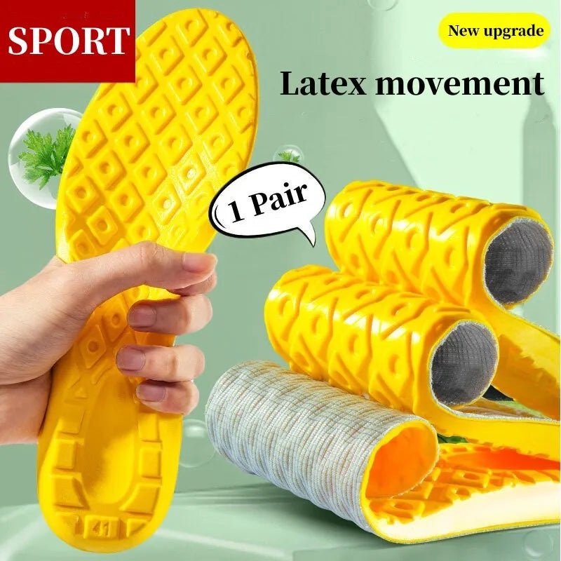 1 Pair 4D Soft Latex Memory Foam Insoles Sport Support Insert Breathable Insoles For Women Men Running Insoles