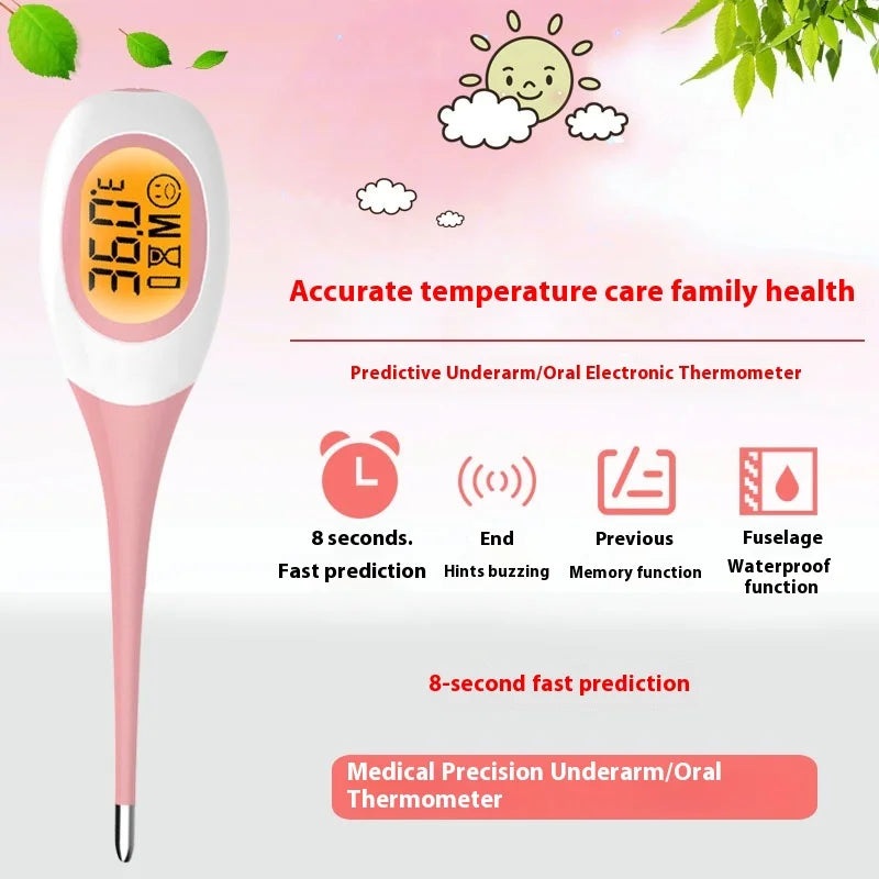 AIQUE 8 Seconds Backlit Fever Thermometer Medical Household Digital LCD Medical Fast Measure Kids Baby Child Adult Body Soft
