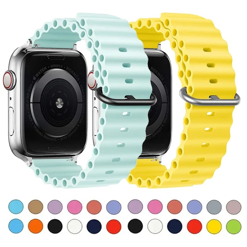 Ocean Band for Apple watch Ultra Series 10 9 7 8 5 6 SE 49mm 45mm 46mm 42mm 44mm 40mm 41mm Silicone bracelet correa iWatch Strap