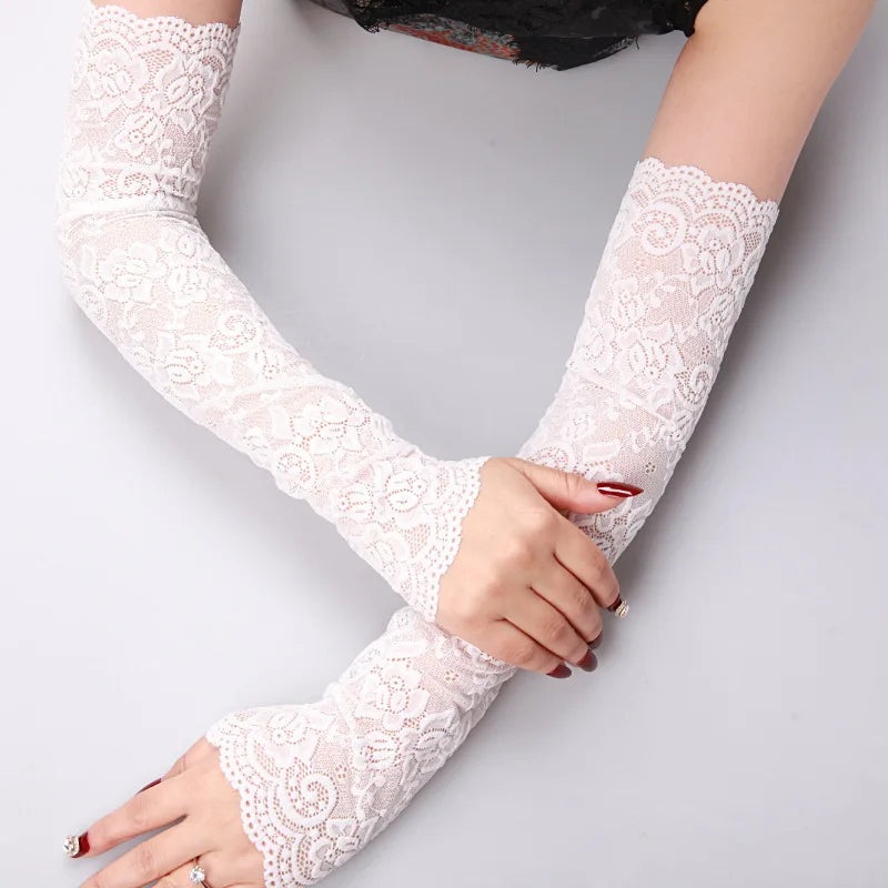 Summer Ice Silk Sleeves, Sunscreen Women’s Gloves, UV Protection, Driving Dance, Long Arm Protection Sleeves