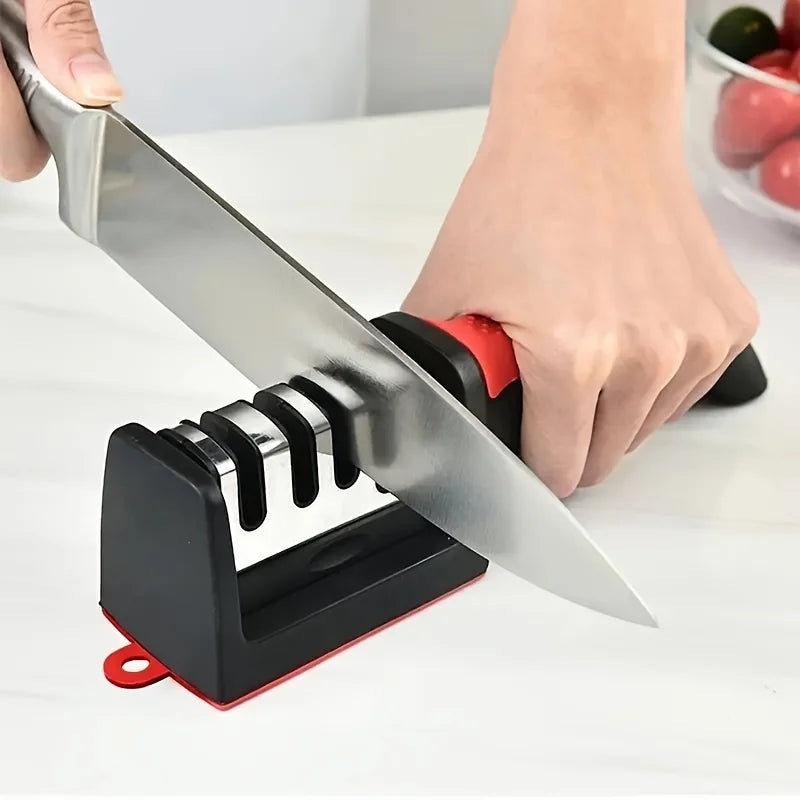 4-Stage Kitchen Knife Sharpener – Diamond & Ceramic Rods, Tungsten Steel Blades – Easy Manual Sharpening Tool for Home Use
