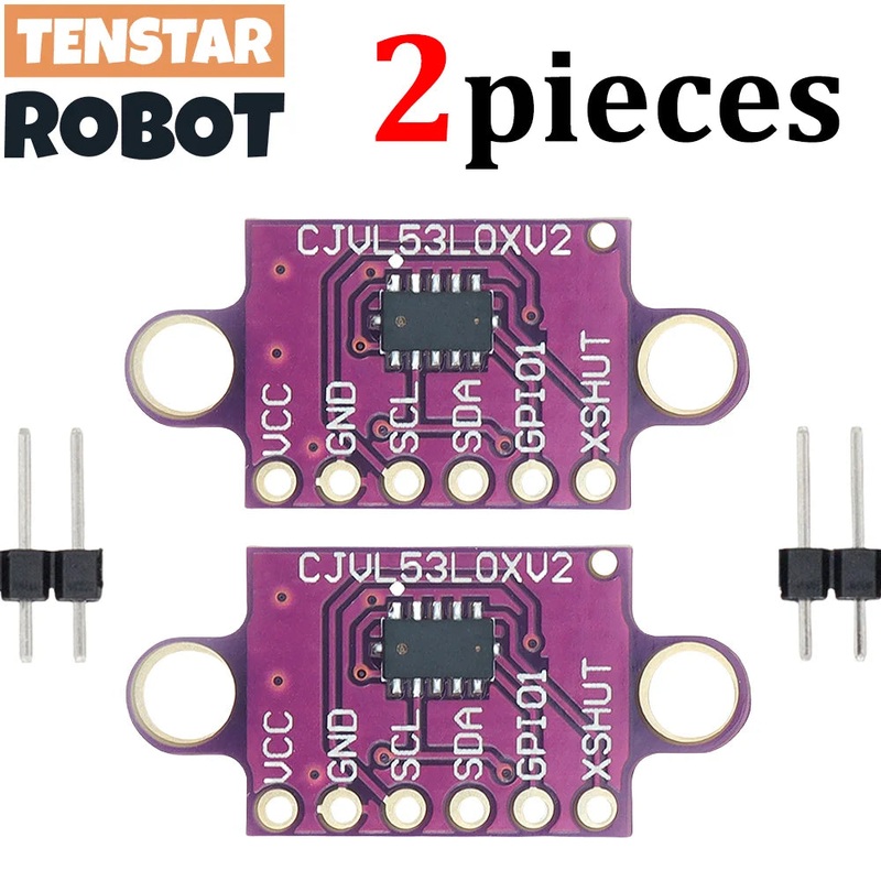 TENSTAR 2pcs VL53L0X Time-of-Flight (ToF) Laser Ranging Sensor Breakout 940nm CJVL53L0XV2 Laser Distance Module IIC