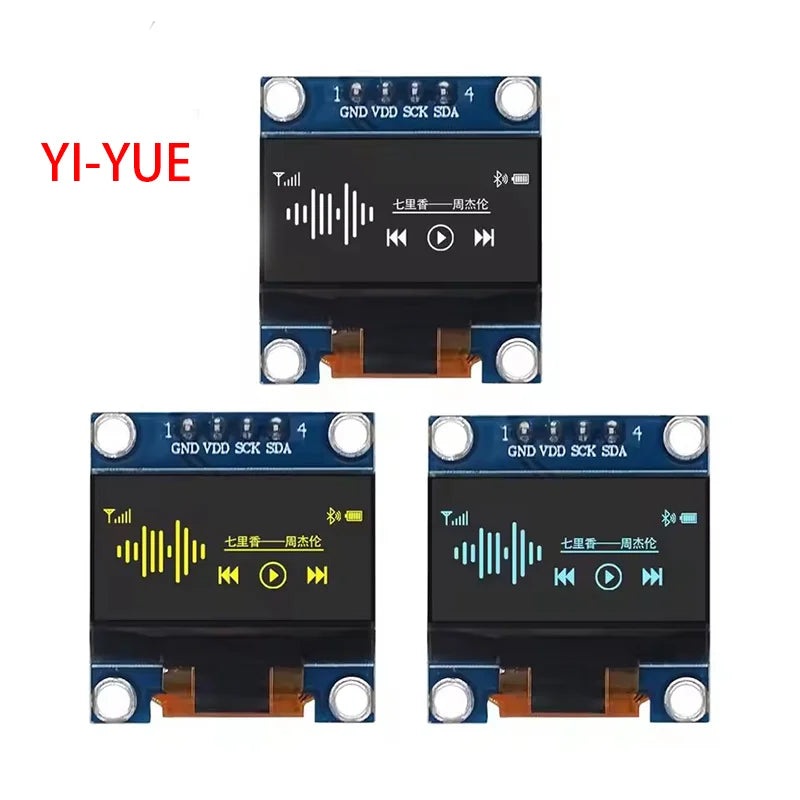 0.96 Inch OLED Display Module SSD1306 I2C IIC SPI Serial 128X64 LCD 4 Pin YellowBlue WhiteBlue for Arduino(Pin Headers Soldered)