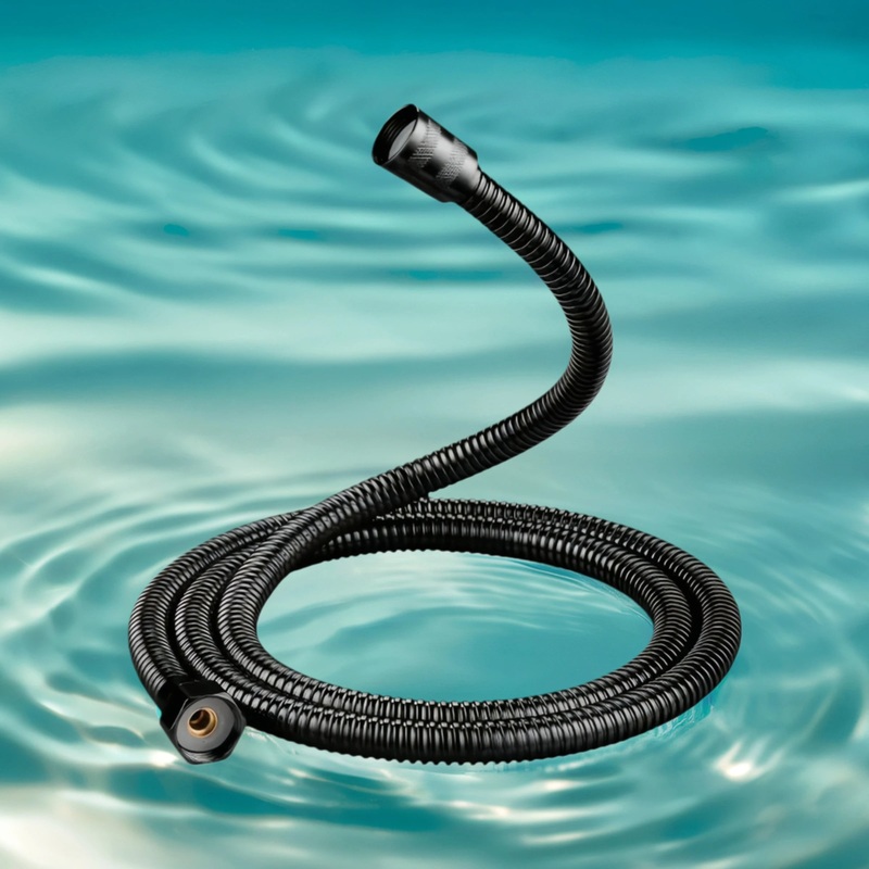 1pc Black Stainless Steel Shower Hose, Universal G 1/2 Connection, Explosion-proof Rain Shower Pipe, Bathroom Accessory