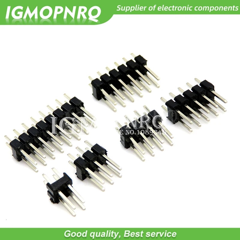 2.54mm Double Row Male 2~40P Breakaway PCB Board Pin Header Connector Strip Pinheader 2 * 2/3/4/6/8/10/12/15/20/40P For Arduino