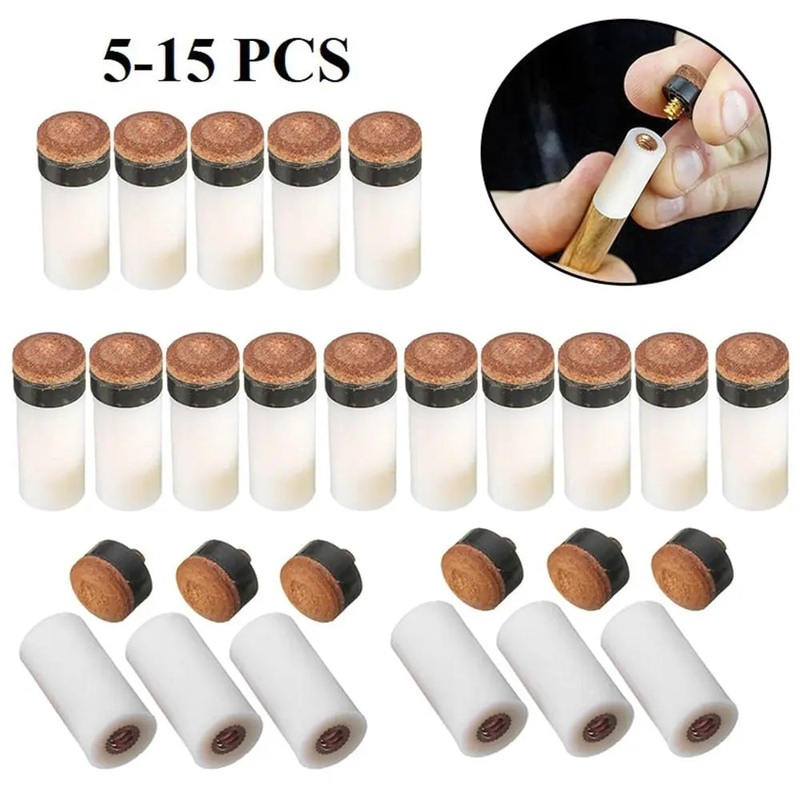5Pcs/Pack 10/11/12/13mm Billiard Replacement Set Pool Cue Tips Pool Billiard Cue Stick Ferrules Screw-On Tips for Snooker