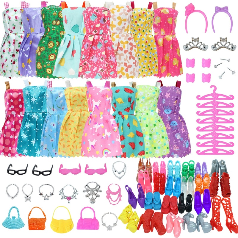 Random Doll Accessories Mini Dress Shoes Boots for 11.5” Doll 30cm Handbags Crowns Hangers Glasses Doll Outfit Clothes Kids Toy
