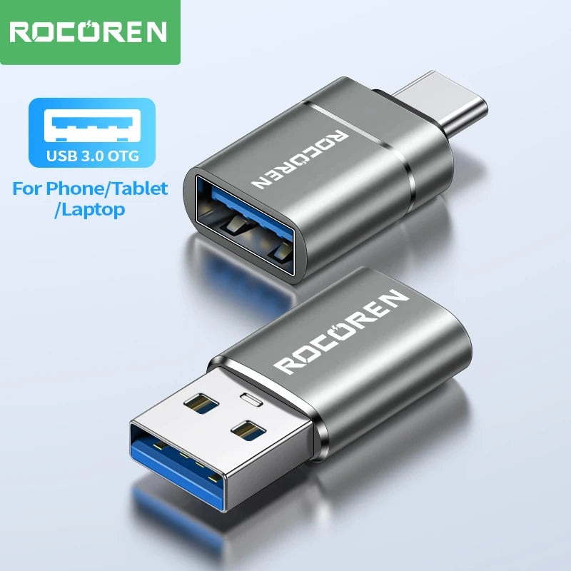 Rocoren OTG Adapter USB Type C Male To USB A 3.0 Female Converter For MacBook Samsung S22 S20 Android TypeC USBC OTG Connector