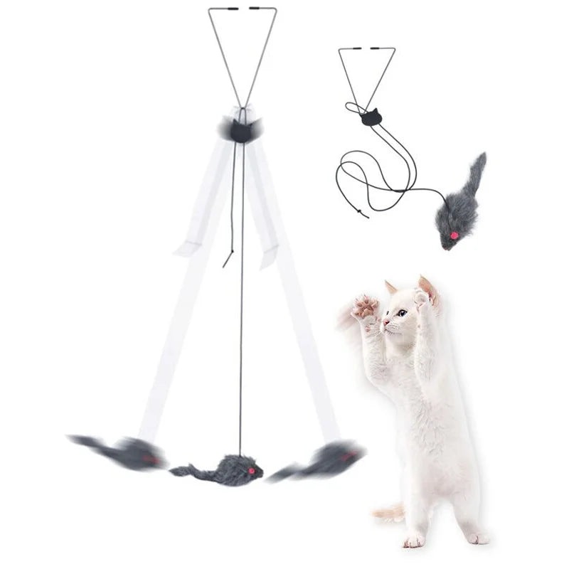Simulation Mouse Cat Toy Funny Self-hey Hanging Door Retractable Cat Stick Scratch Rope Mouse Cat Interactive Toy Cat Supplies