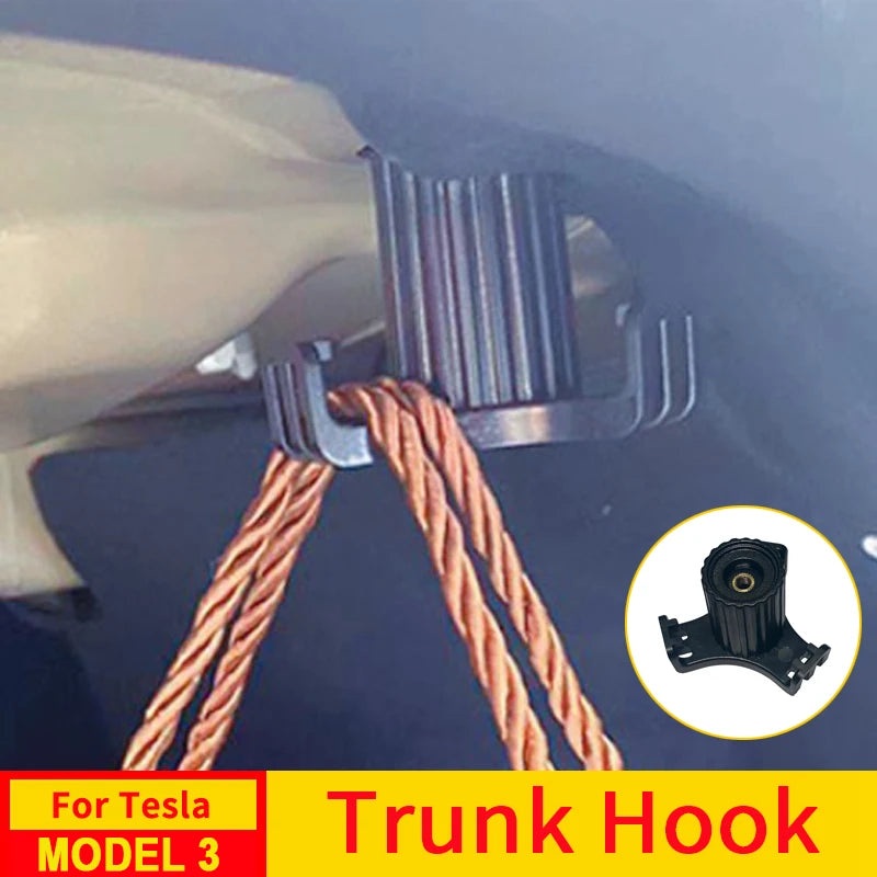 USVOTOV For Tesla Model 3 Highland 2025 2024 Trunk Hook Grocery Bag Holder Car Pendant Luggage Organizer Interior Accessories