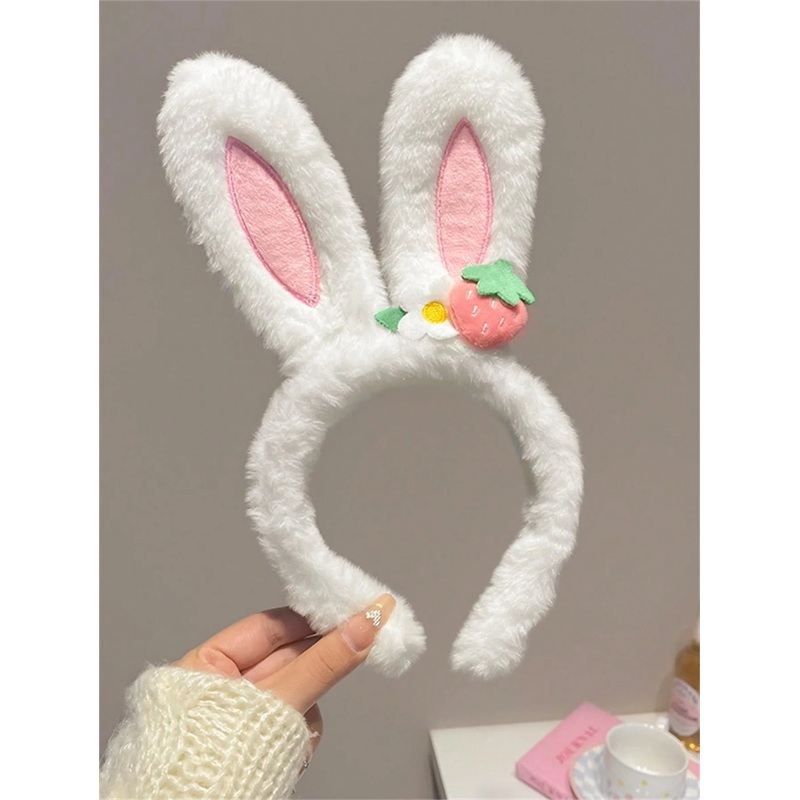 1 hair band cute large rabbit ears hair band for women 2024 autumn and winter new plush hair card for face washing