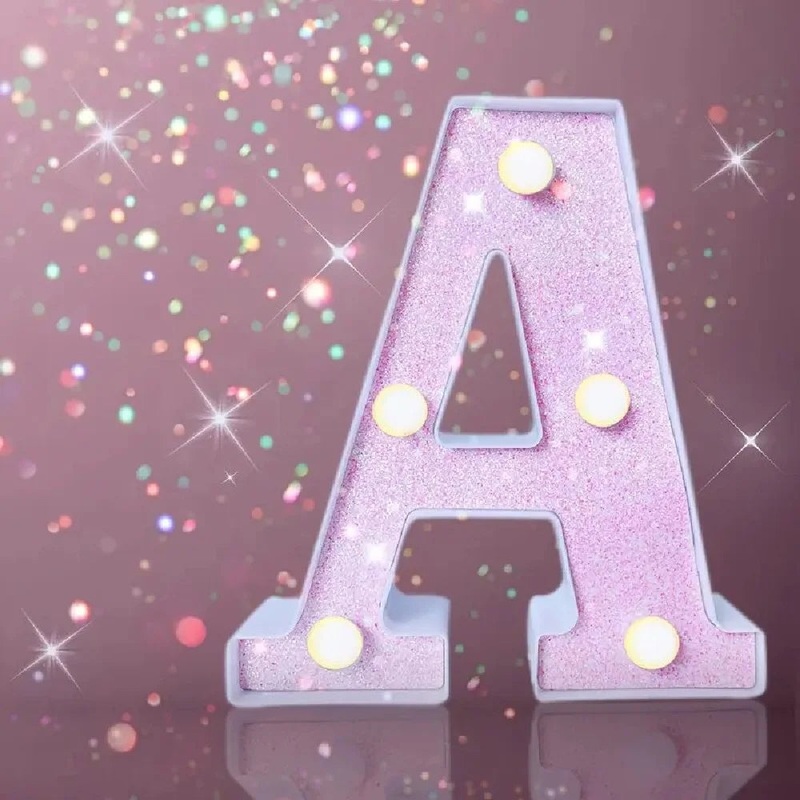 1PC 16cm LED Letter&Number Lights For Wedding,Proposal,Birthday,Party,Photo Props,Battery Powered Pink Glitter Decorative Lights