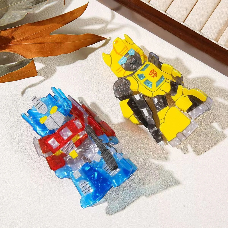 1pc acrylic Transformers Optimus Prime Bumblebee robot grabber hairpin hair accessory