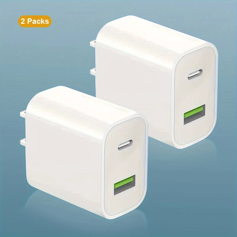 2-Pack High-Speed USB C Charger Block – Dual Port Power Delivery Adapter with Fast Type C Charging