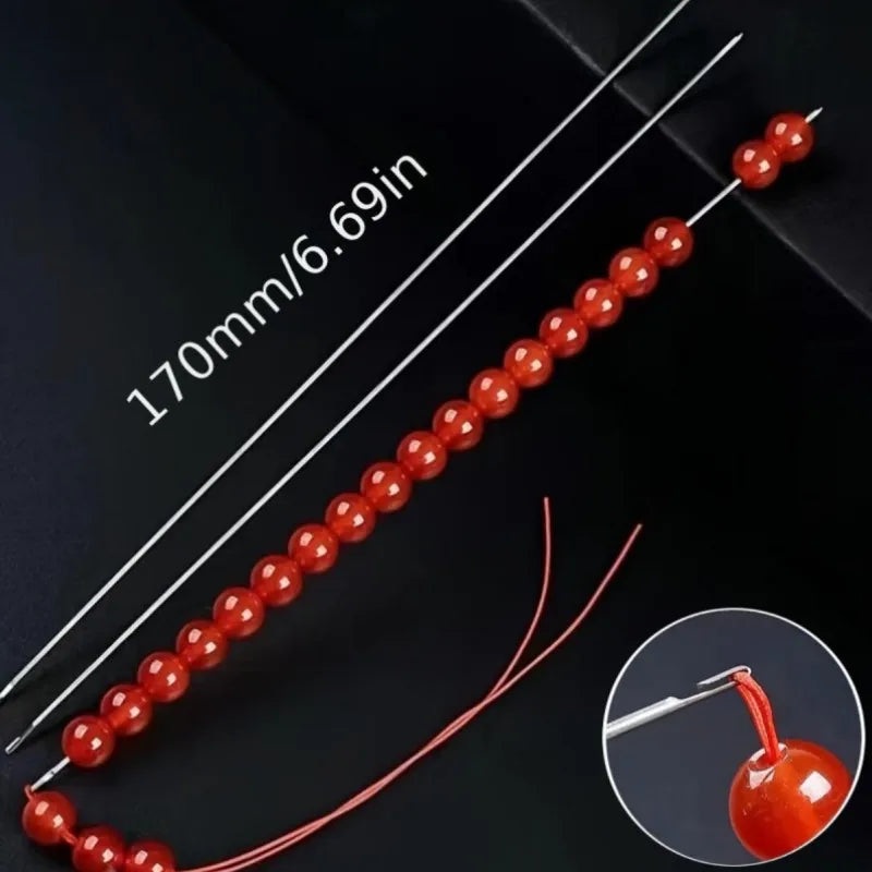 2 pc Stainless Steel Needle With Opening Side For Threading Beads AndStrings, DlY Beads Threading Tool  Jewelry Making