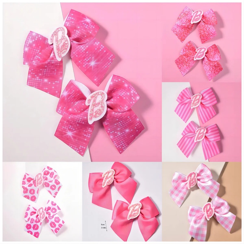 2 women’s pink thread webbing with green onion powder lettering two ear clip Fashion personality cheapest items available girl m