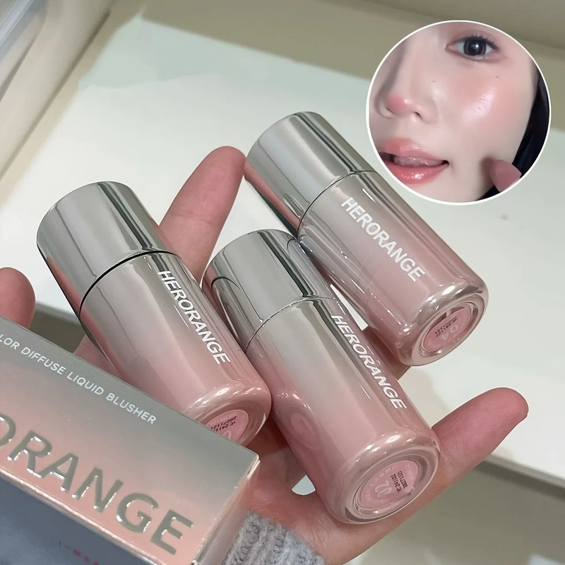 Herorange Liquid Blush Stick, with Sponge Tip, Suitable for Lips and Cheeks, Waterproof and Long-Lasting Color Correction, Suitable for All Skin Color, with Brightening Effect, Birthday Gift, Valentine’s Day Gift Net Content