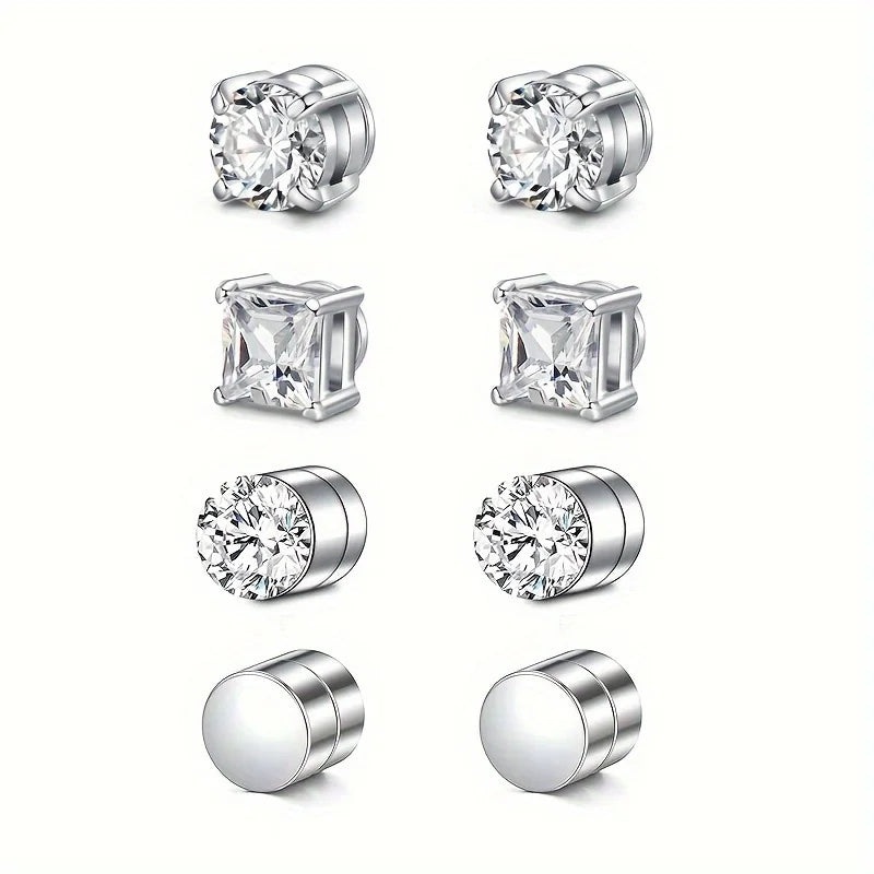 Set of man’s magnetic earrings without punching ear clips,stainless steel personalized punk style women’s ear studs