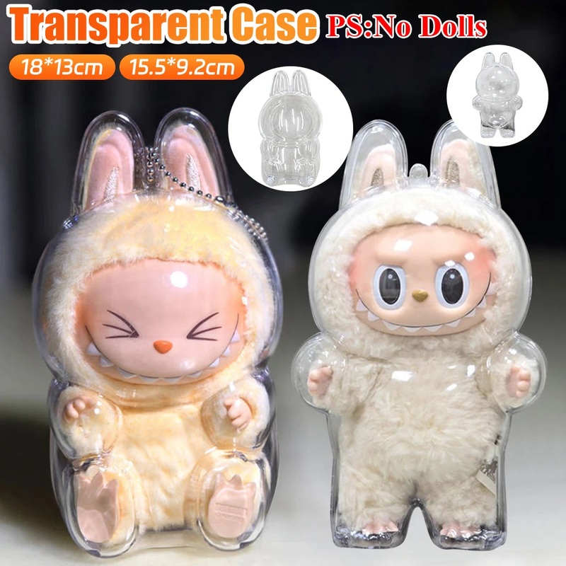 Transparent Protective Cover For Labubu V1 V2 Monster Toy Storage Box Elf Plushie Display Cover Doll Accessories Birthday Gifts